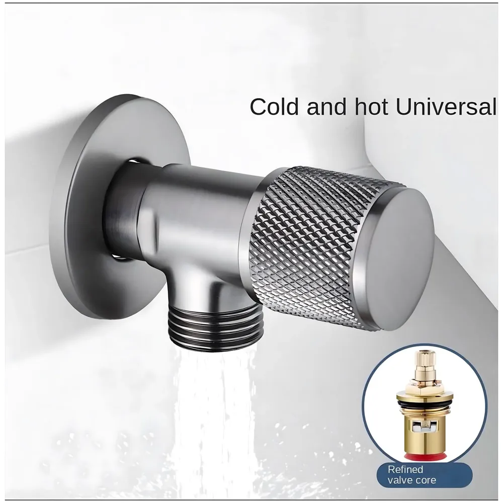 Angular for Bathroom wash basin, Geyser | Luxury Series One-Way Angle Valve | Angle Valve for Bathroom | Wall Mounted. Stop Cock Toilet Commode, Washbasin, 8.7cm x 3cm, Brushed gloss Black