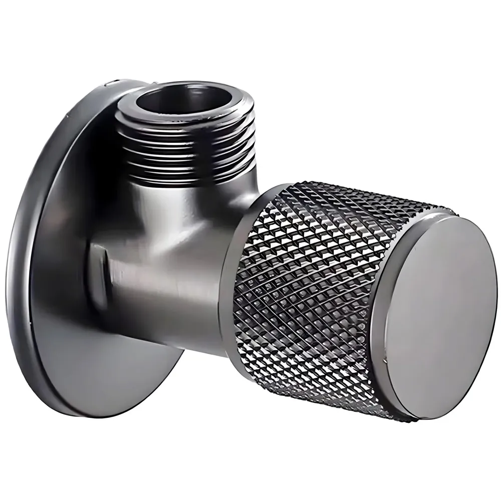 Angular for Bathroom wash basin, Geyser | Luxury Series One-Way Angle Valve | Angle Valve for Bathroom | Wall Mounted. Stop Cock Toilet Commode, Washbasin, 8.7cm x 3cm, Brushed gloss Black