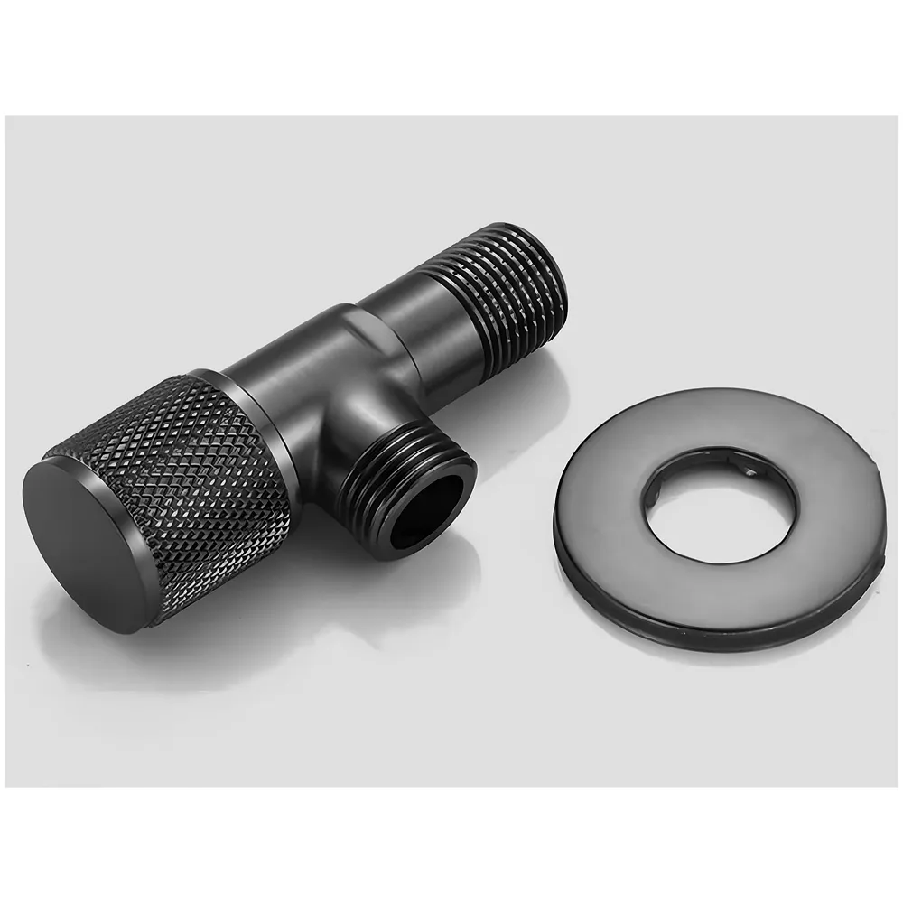 Angular for Bathroom wash basin, Geyser | Luxury Series One-Way Angle Valve | Angle Valve for Bathroom | Wall Mounted. Stop Cock Toilet Commode, Washbasin, 8.7cm x 3cm, Brushed gloss Black