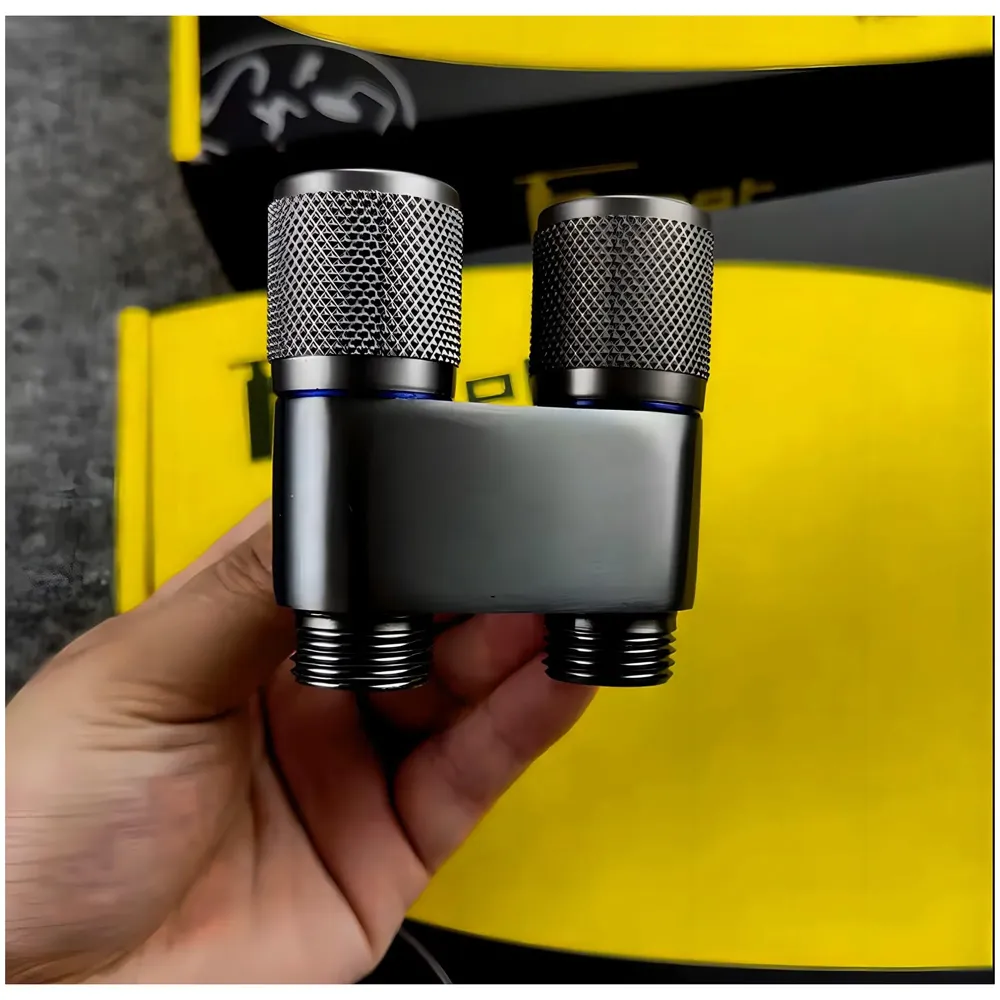 2 in 1 Angular Dual Double Angle Valve Black Dual Tap for Bathroom, Geyser | Luxury Series Two-Way Angle Valve | 2 in 1 Angle Valve for Bathroom | Two Way Tap Black Washing Machine.