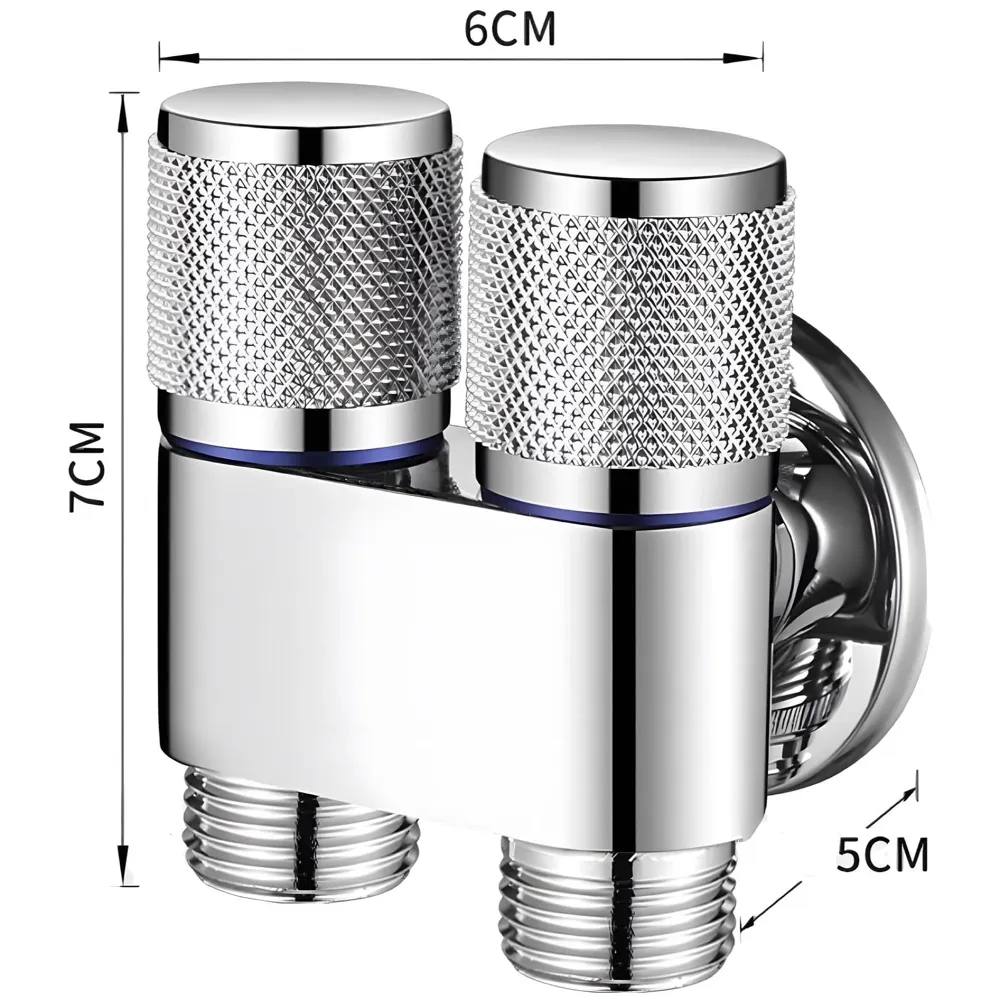 Brass 2 In 1 Angular Chrome Dual Double Tap For Bathroom, Geyser | Luxury Series Two-Way Angle Valve | Black Washing Machine Tap