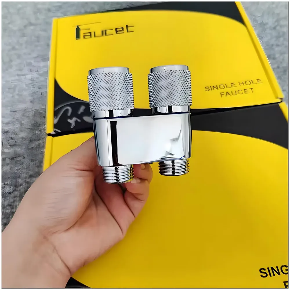 Brass 2 In 1 Angular Chrome Dual Double Tap For Bathroom, Geyser | Luxury Series Two-Way Angle Valve | Black Washing Machine Tap