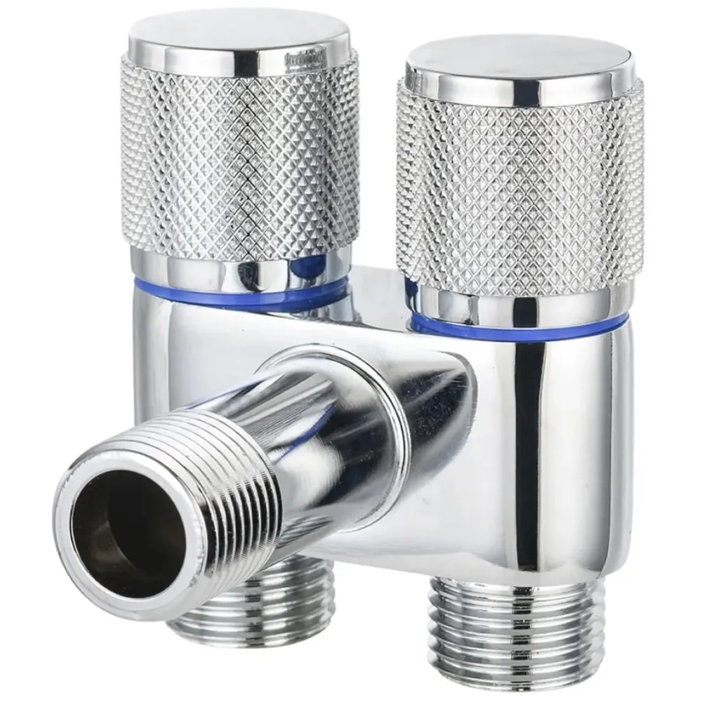 Brass 2 In 1 Angular Chrome Dual Double Tap For Bathroom, Geyser | Luxury Series Two-Way Angle Valve | Black Washing Machine Tap