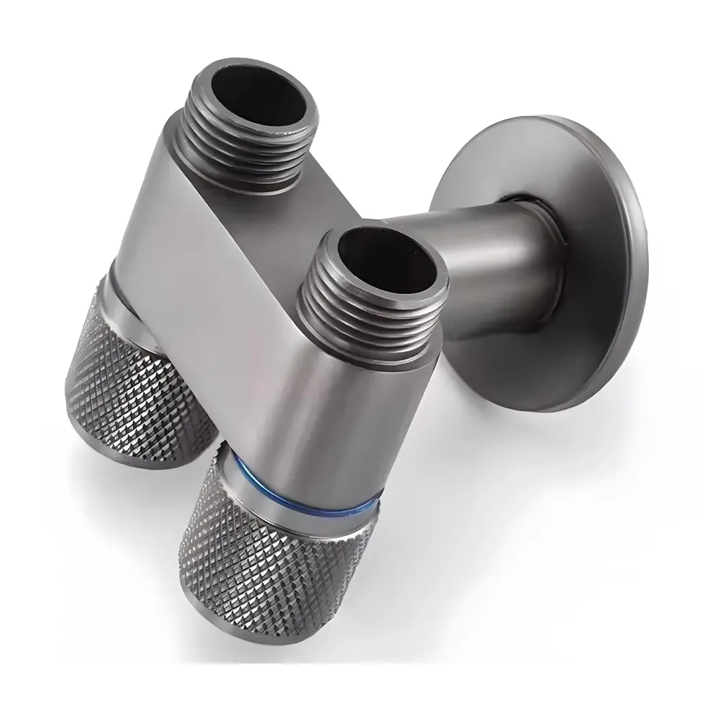 2 in 1 Angular Dark Grey Dual Tap for Bathroom, Geyser | Luxury Series Two-Way Angle Valve | 2 in 1 Angle Valve for Bathroom | Two Way Tap for Bathroom Black Washing Machine. Wall Mounted.