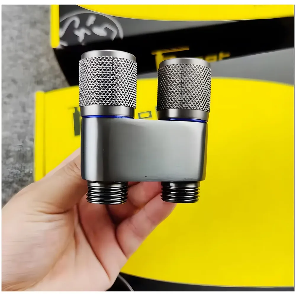 2 in 1 Angular Dark Grey Dual Tap for Bathroom, Geyser | Luxury Series Two-Way Angle Valve | 2 in 1 Angle Valve for Bathroom | Two Way Tap for Bathroom Black Washing Machine. Wall Mounted.