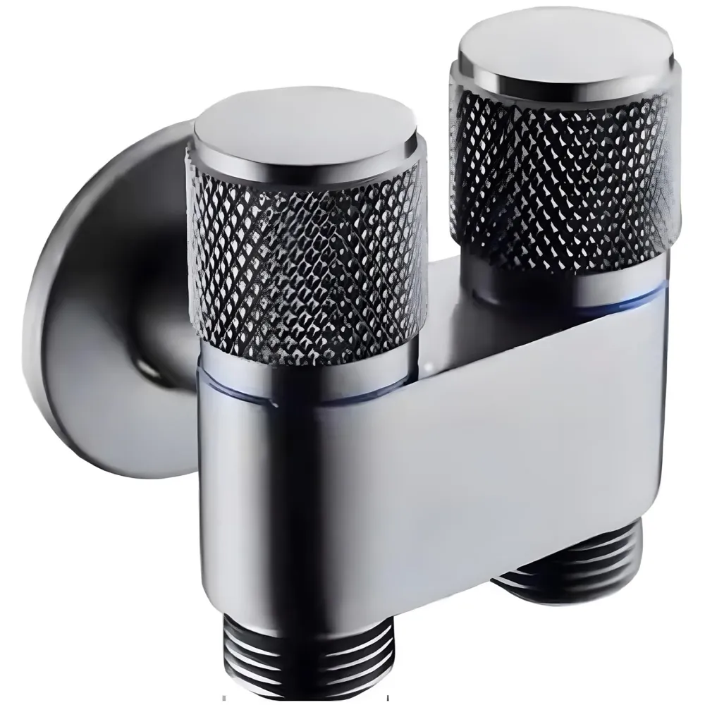 2 in 1 Angular Dark Grey Dual Tap for Bathroom, Geyser | Luxury Series Two-Way Angle Valve | 2 in 1 Angle Valve for Bathroom | Two Way Tap for Bathroom Black Washing Machine. Wall Mounted.