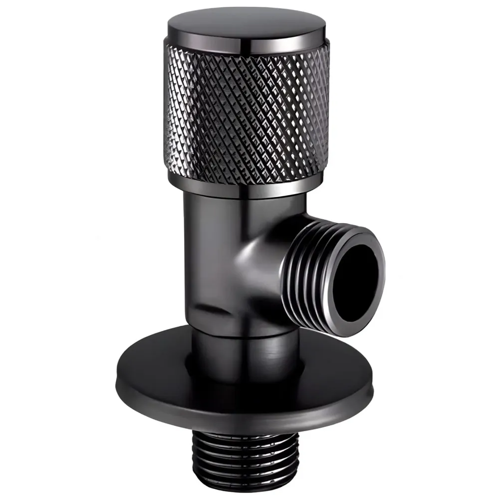 Stainless Steel Angular Black For Bathroom Wash Basin, Geyser | Luxury Series One-Way Angle Valve | Angle Valve For Bathroom | Wall Mounted. Stop Cock Toilet Commode, Washbasin, 8.7Cm X 3Cm