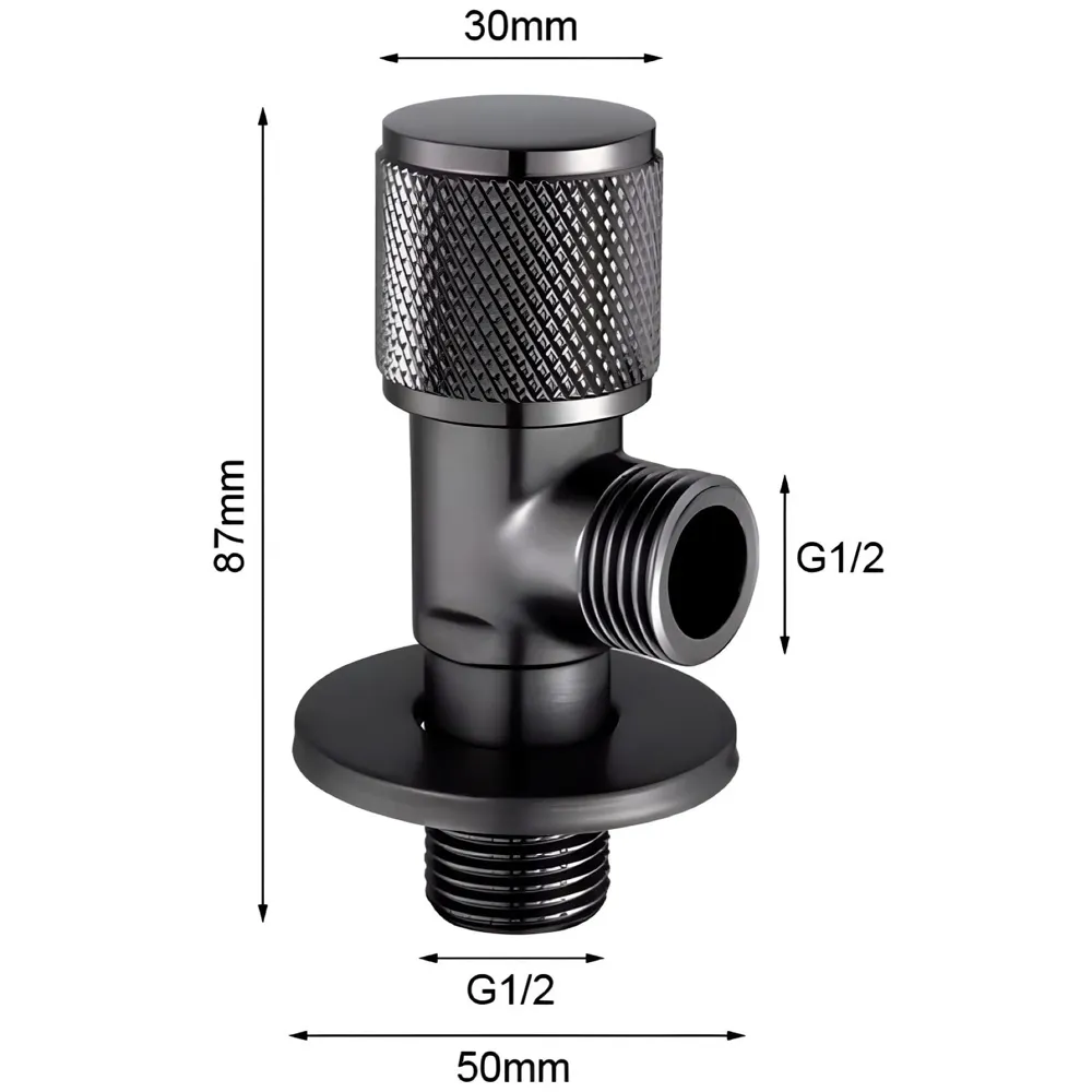 Stainless Steel Angular Black For Bathroom Wash Basin, Geyser | Luxury Series One-Way Angle Valve | Angle Valve For Bathroom | Wall Mounted. Stop Cock Toilet Commode, Washbasin, 8.7Cm X 3Cm