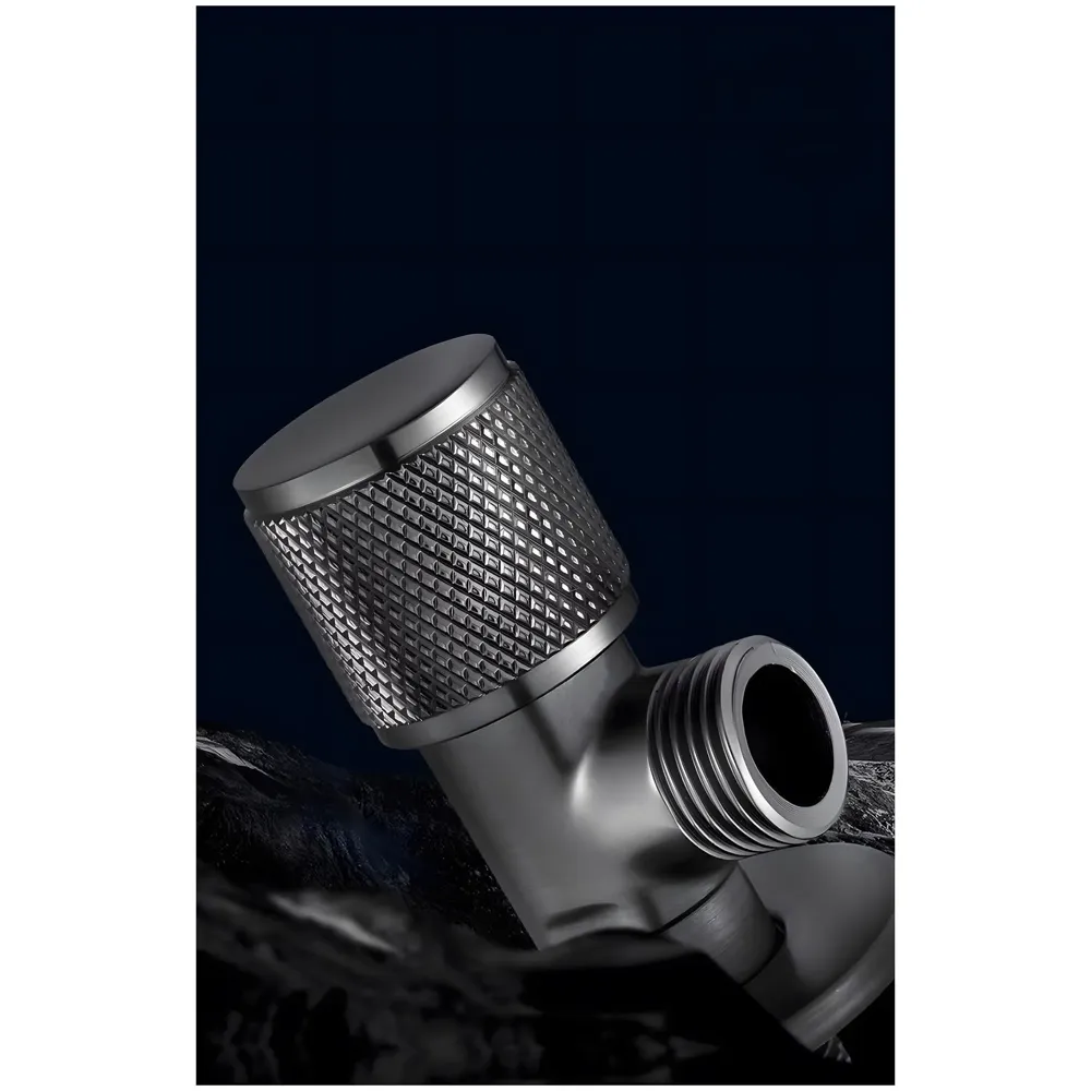 Stainless Steel Angular Black For Bathroom Wash Basin, Geyser | Luxury Series One-Way Angle Valve | Angle Valve For Bathroom | Wall Mounted. Stop Cock Toilet Commode, Washbasin, 8.7Cm X 3Cm