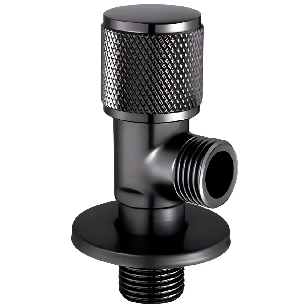 Stainless Steel Angular Black For Bathroom Wash Basin, Geyser | Luxury Series One-Way Angle Valve | Angle Valve For Bathroom | Wall Mounted. Stop Cock Toilet Commode, Washbasin, 8.7Cm X 3Cm