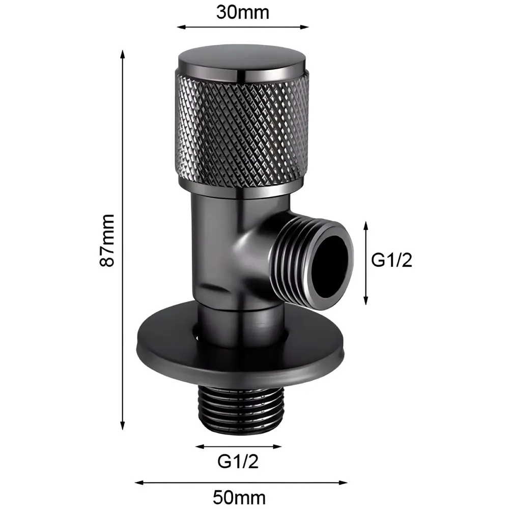 Stainless Steel Angular Black For Bathroom Wash Basin, Geyser | Luxury Series One-Way Angle Valve | Angle Valve For Bathroom | Wall Mounted. Stop Cock Toilet Commode, Washbasin, 8.7Cm X 3Cm