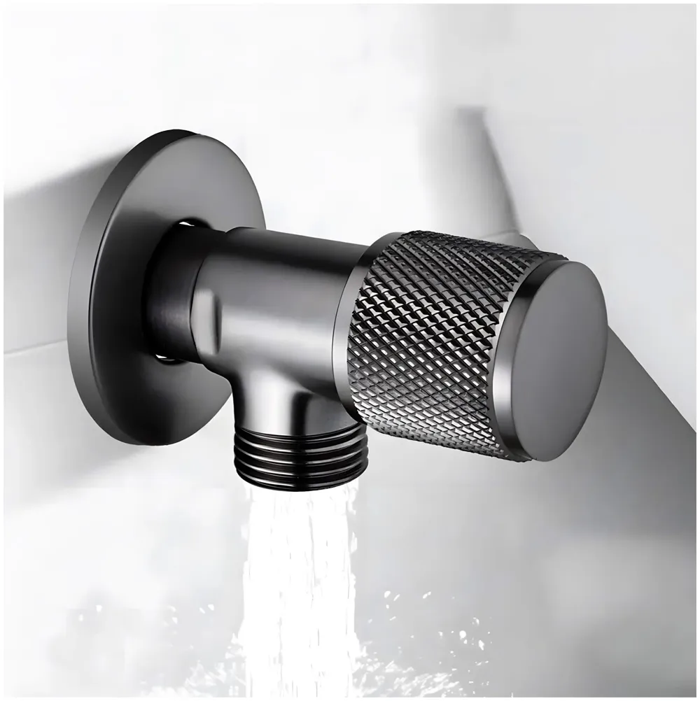 Stainless Steel Angular Black For Bathroom Wash Basin, Geyser | Luxury Series One-Way Angle Valve | Angle Valve For Bathroom | Wall Mounted. Stop Cock Toilet Commode, Washbasin, 8.7Cm X 3Cm