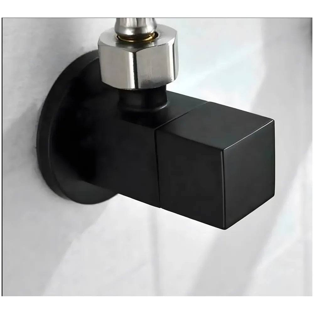 Angular Black for Bathroom wash basin, Geyser | Luxury Series One-Way Angle Valve | Wall Mounted. Stop Cock Toilet Commode, Washbasin, Square Design - 6.5 cm x 5 cm - 4