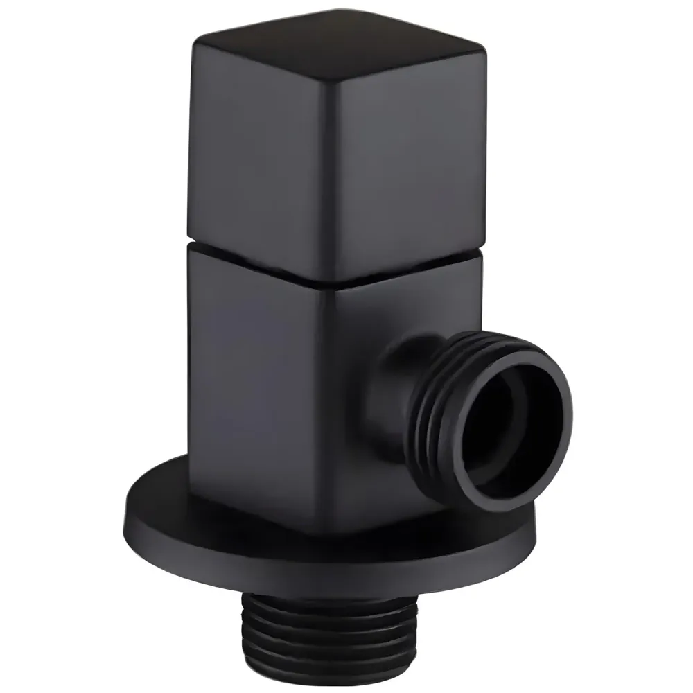 Angular Black for Bathroom wash basin, Geyser | Luxury Series One-Way Angle Valve | Wall Mounted. Stop Cock Toilet Commode, Washbasin, Square Design - 6.5 cm x 5 cm - 6