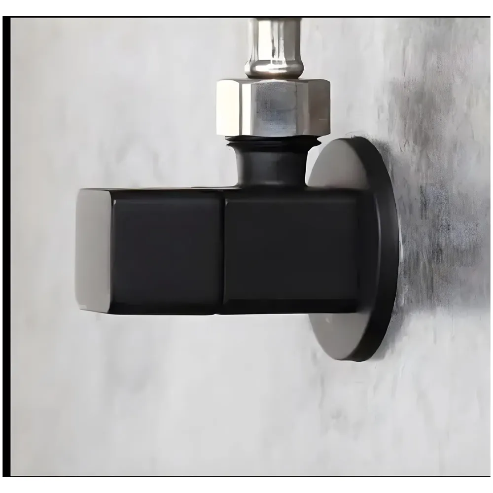 Angular Black for Bathroom wash basin, Geyser | Luxury Series One-Way Angle Valve | Wall Mounted. Stop Cock Toilet Commode, Washbasin, Square Design - 6.5 cm x 5 cm