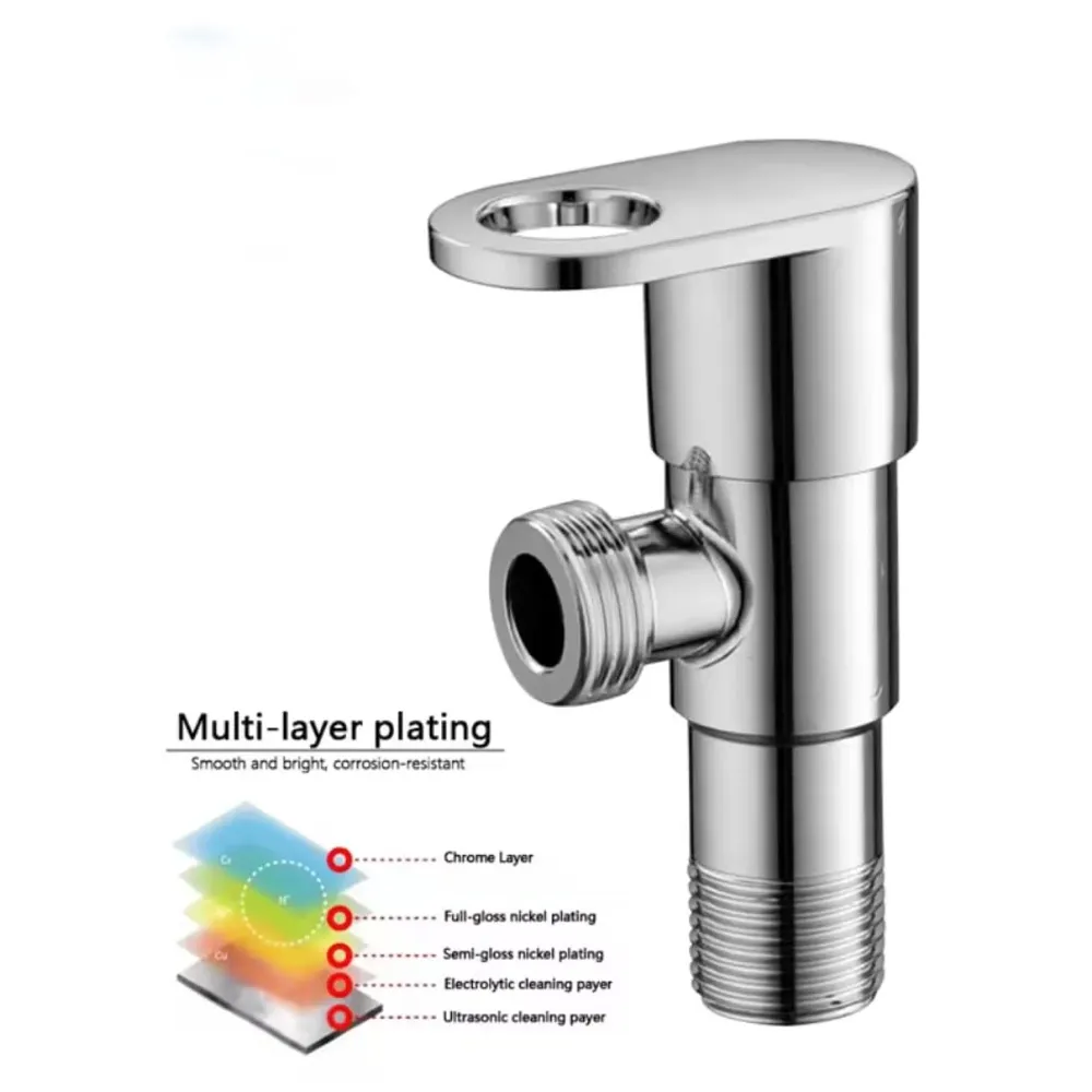 Brass Angle cock angular angle valve With Flange, Handle Design For Basin faucet geyser, Chrome - 3