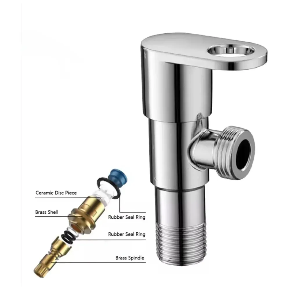 Brass Angle cock angular angle valve With Flange, Handle Design For Basin faucet geyser, Chrome