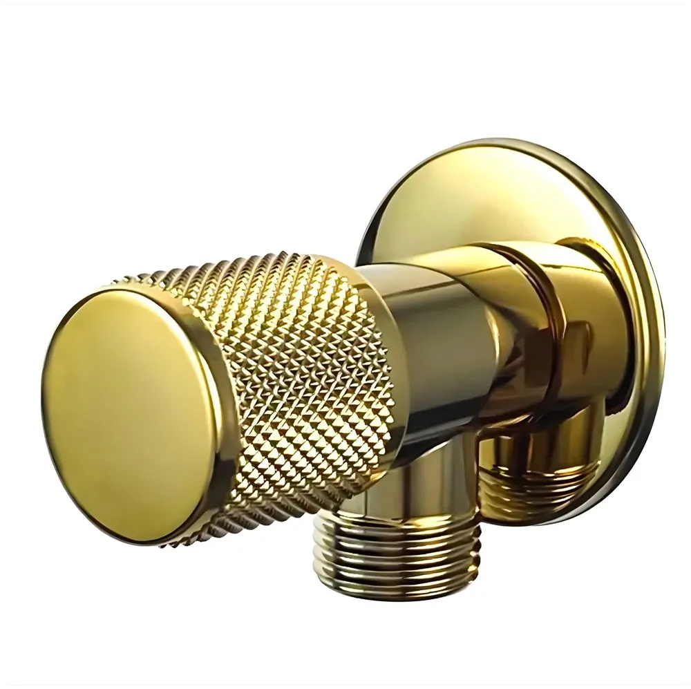 Gold Angular Stop Valve Stop Cock Angle Valve For Bathroom Kitchen With Flange For Geysers Washbasins Washroom Round Golden - 8.7 cm x 3cm - 1 piece