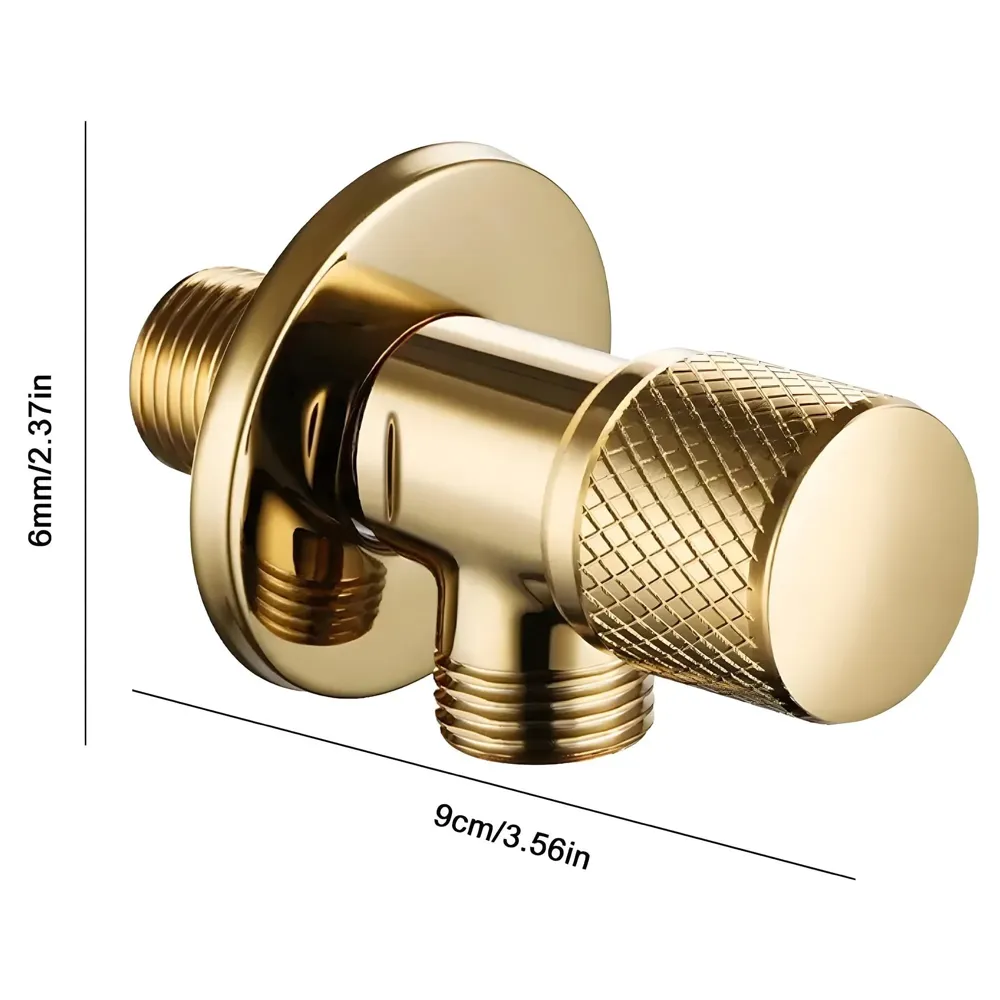 Gold Angular Stop Valve Stop Cock Angle Valve For Bathroom Kitchen With Flange For Geysers Washbasins Washroom Round Golden - 8.7 cm x 3cm - 1 piece