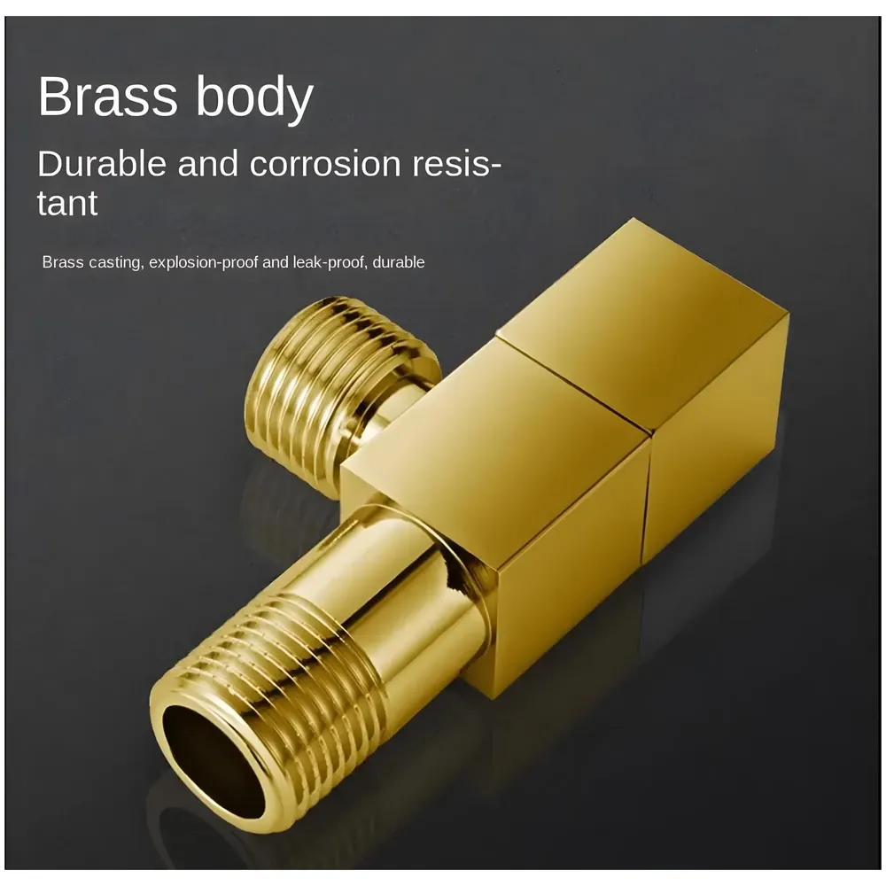 Gold Angular Stop Valve Stop Cock Angle Valve For Bathroom Kitchen Geysers Washbasins Taps Basin Accessory Commode Shower tap With Flange Square - 1 Pc