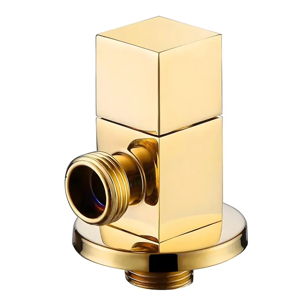 Gold Angular Stop Valve Stop Cock Angle Valve For Bathroom Kitchen Geysers Washbasins Taps Basin Accessory Commode Shower tap With Flange Square - 1 Pc