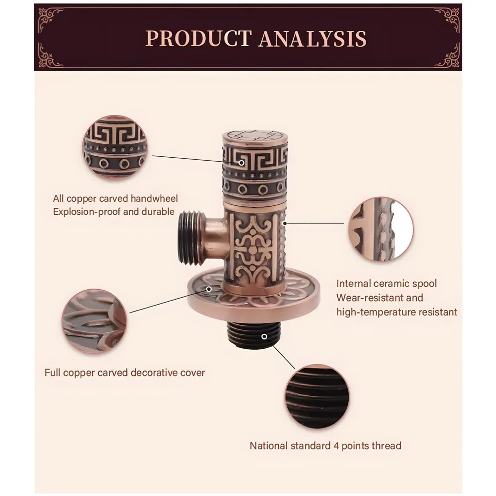 Brass Antique Brown Angular Stop Valve Stop Cock Angle Valve For Bathroom Kitchen Wash Basins tap Connector Geysers With Flange (Brass) - 4