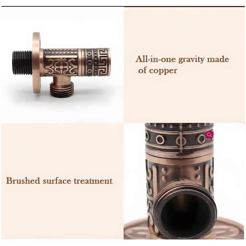 Brass Antique Brown Angular Stop Valve Stop Cock Angle Valve For Bathroom Kitchen Wash Basins tap Connector Geysers With Flange (Brass) - 5
