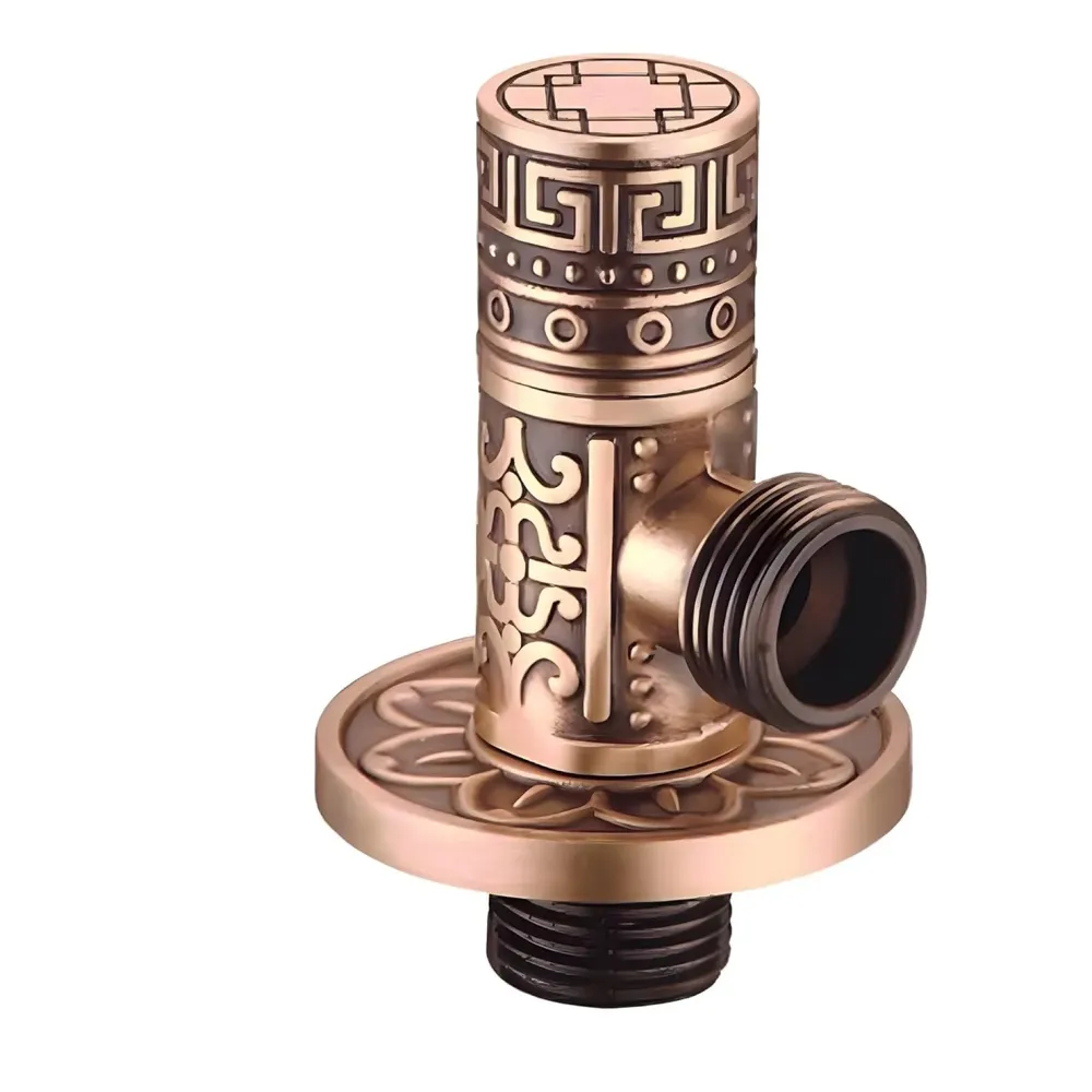 Brass Antique Brown Angular Stop Valve Stop Cock Angle Valve for Bathroom Kitchen Wash Basins tap Connector Geysers with Flange (Brass)
