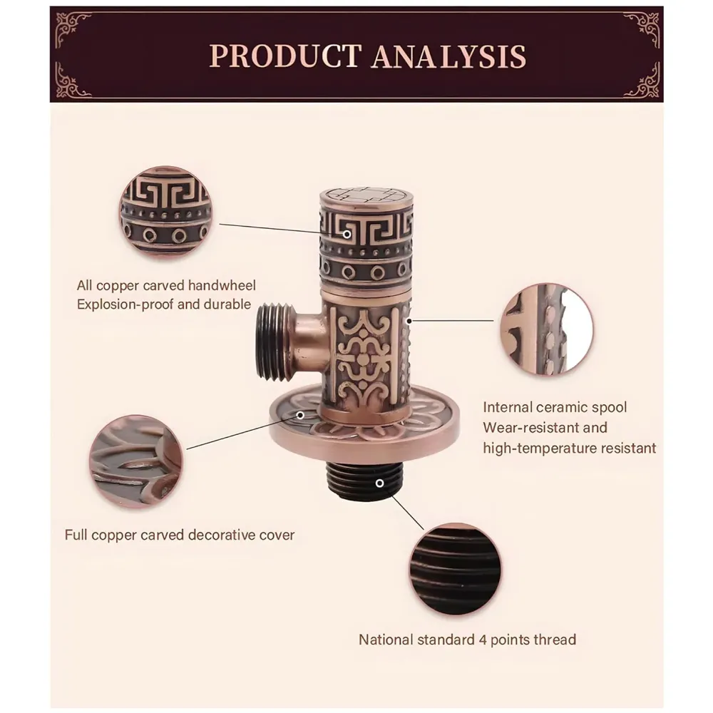 Brass Antique Brown Angular Stop Valve Stop Cock Angle Valve for Bathroom Kitchen Wash Basins tap Connector Geysers with Flange (Brass)