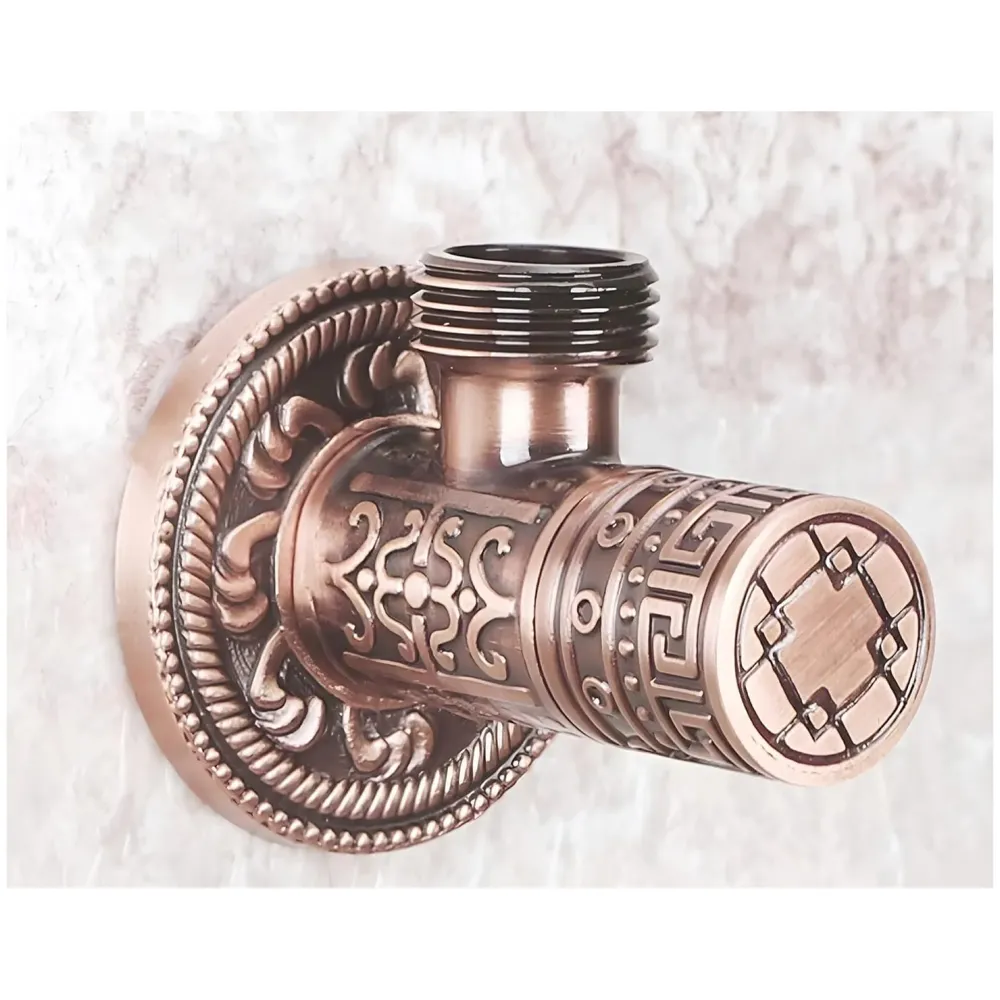 Brass Antique Brown Angular Stop Valve Stop Cock Angle Valve for Bathroom Kitchen Wash Basins tap Connector Geysers with Flange (Brass)
