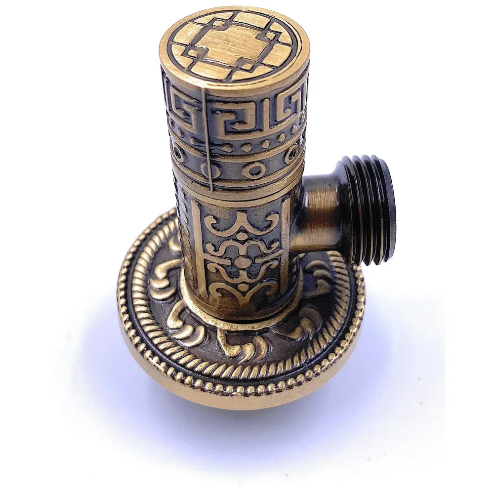 Brass Antique Brown Angular Stop Valve Stop Cock Angle Valve for Bathroom Kitchen Wash Basins tap Connector Geysers with Flange (Brass)