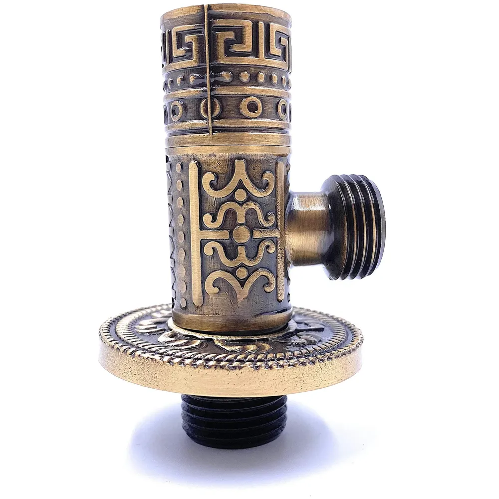 Brass Antique Brown Angular Stop Valve Stop Cock Angle Valve for Bathroom Kitchen Wash Basins tap Connector Geysers with Flange (Brass)