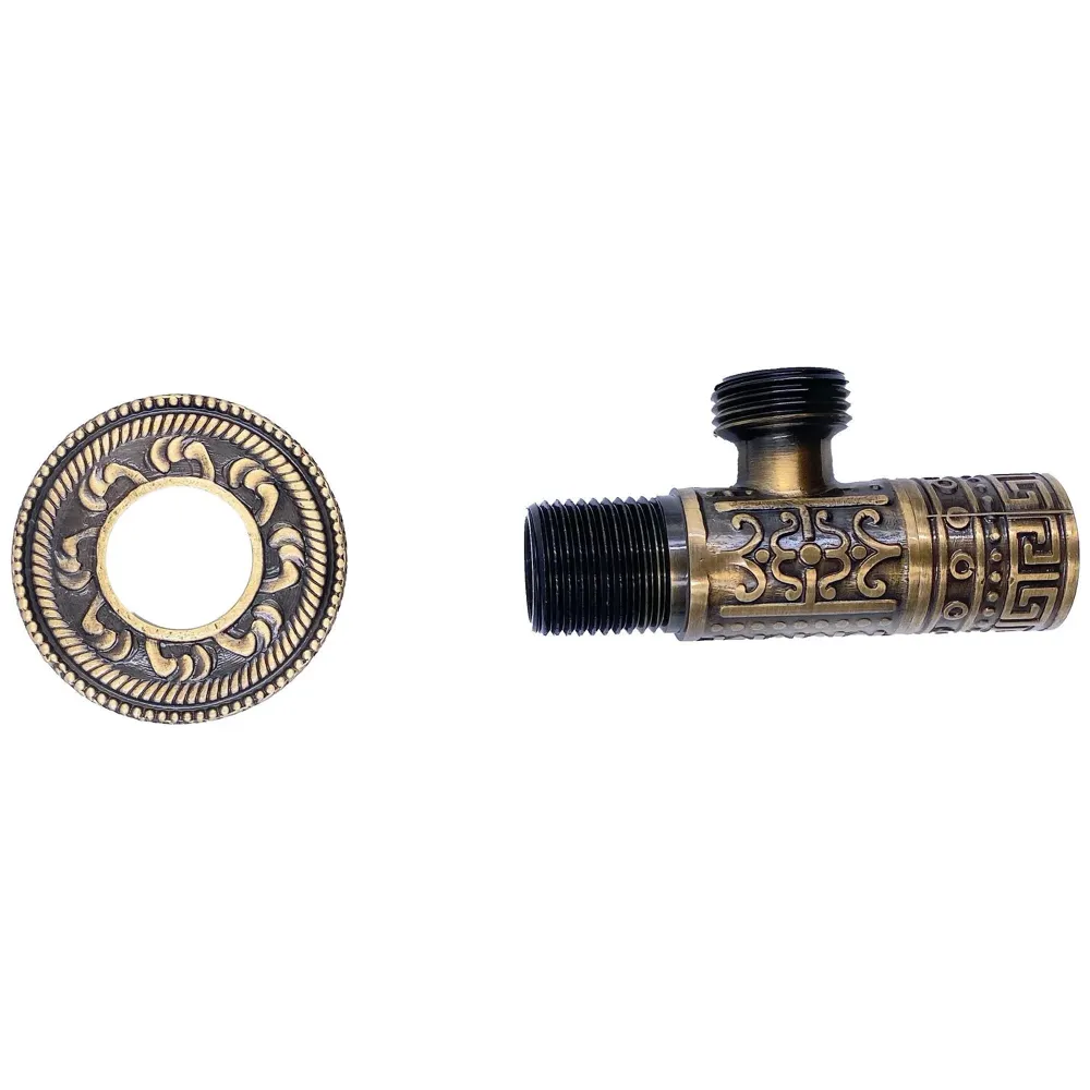 Brass Antique Brown Angular Stop Valve Stop Cock Angle Valve for Bathroom Kitchen Wash Basins tap Connector Geysers with Flange (Brass)
