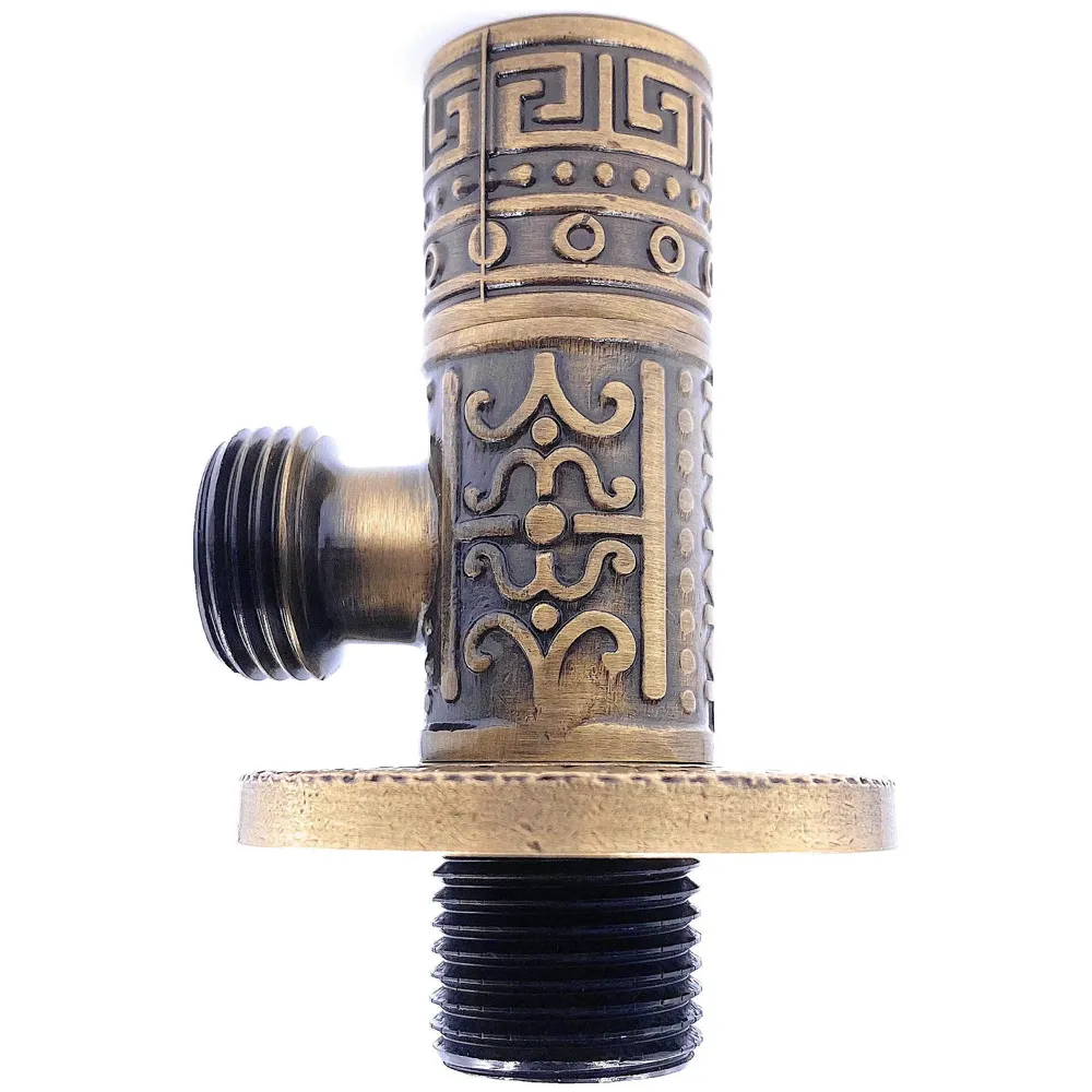 Brass Antique Brown Angular Stop Valve Stop Cock Angle Valve for Bathroom Kitchen Wash Basins tap Connector Geysers with Flange (Brass)