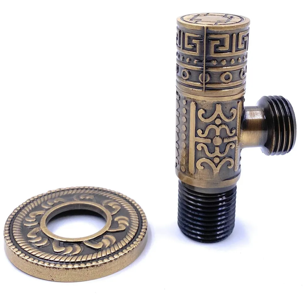 Brass Antique Brown Angular Stop Valve Stop Cock Angle Valve for Bathroom Kitchen Wash Basins tap Connector Geysers with Flange (Brass)