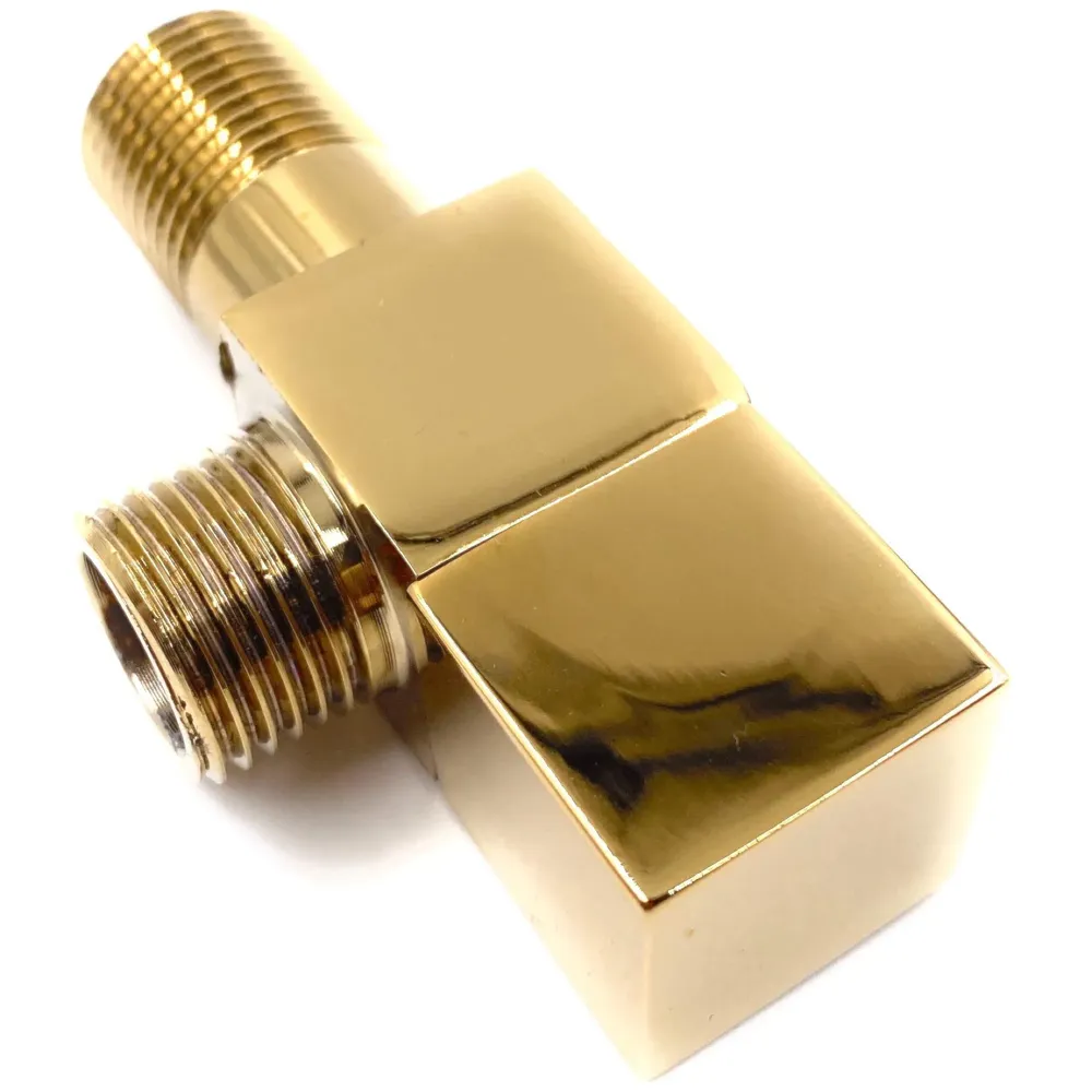 Gold Angular Stop Valve Stop Cock Angle Valve For Bathroom Kitchen With Flange Square (Gold 1)