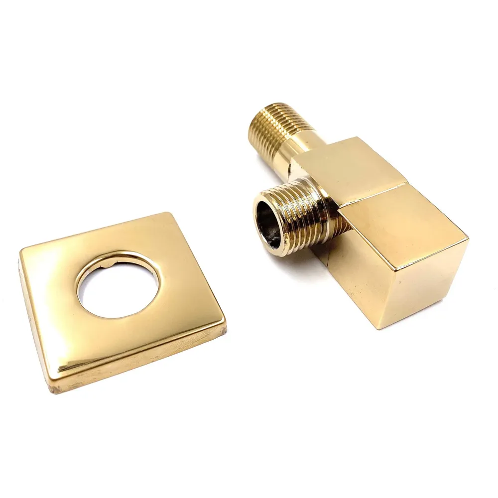 Gold Angular Stop Valve Stop Cock Angle Valve For Bathroom Kitchen With Flange Square (Gold 1)