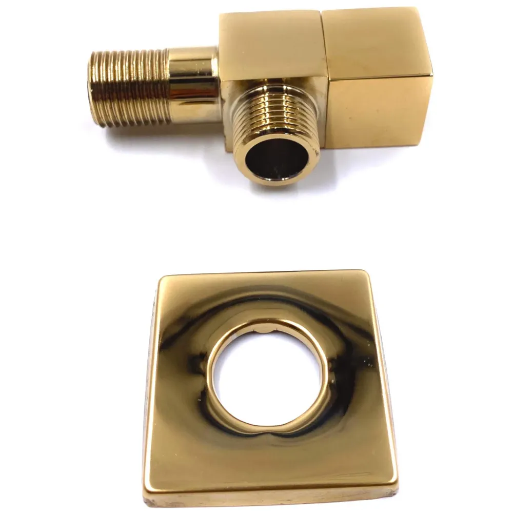 Gold Angular Stop Valve Stop Cock Angle Valve For Bathroom Kitchen With Flange Square (Gold 1)