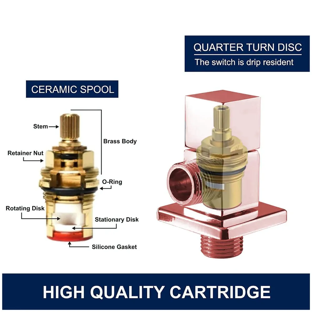 Rose Gold Angular Stop Valve Stop Cock Angle Valve For Bathroom Kitchen With Flange (Brass)