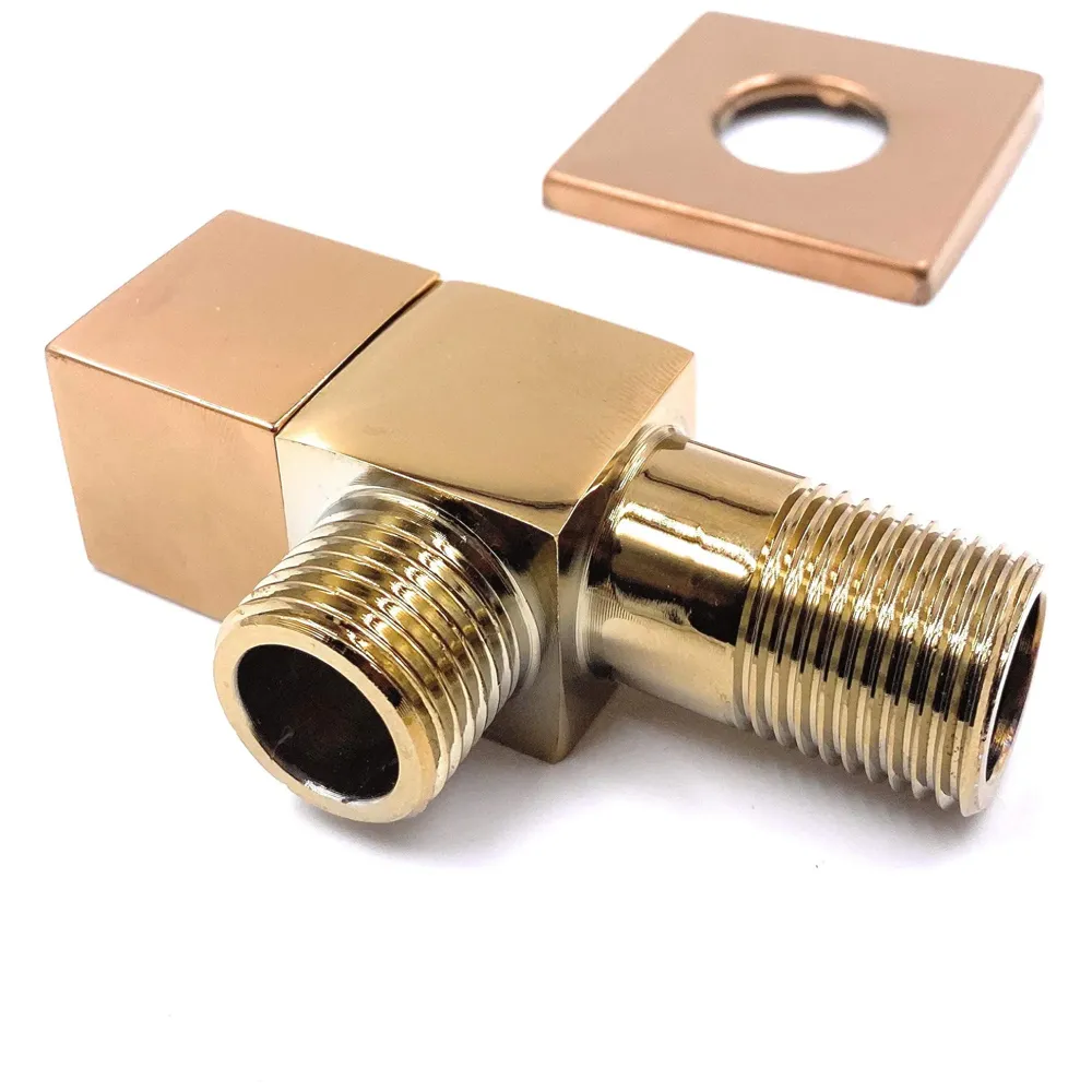 Rose Gold Angular Stop Valve Stop Cock Angle Valve For Bathroom Kitchen With Flange (Brass)