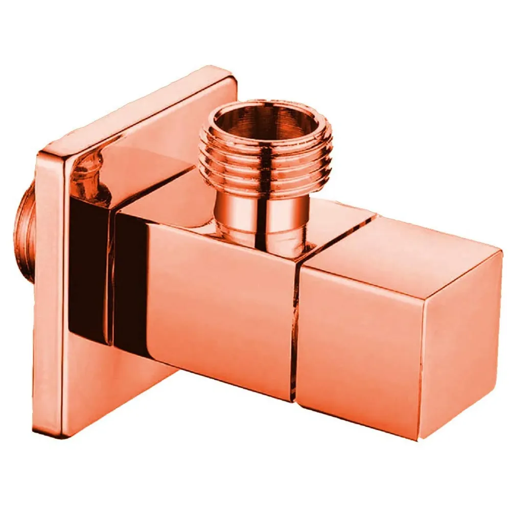Rose Gold Angular Stop Valve Stop Cock Angle Valve For Bathroom Kitchen With Flange (Brass)