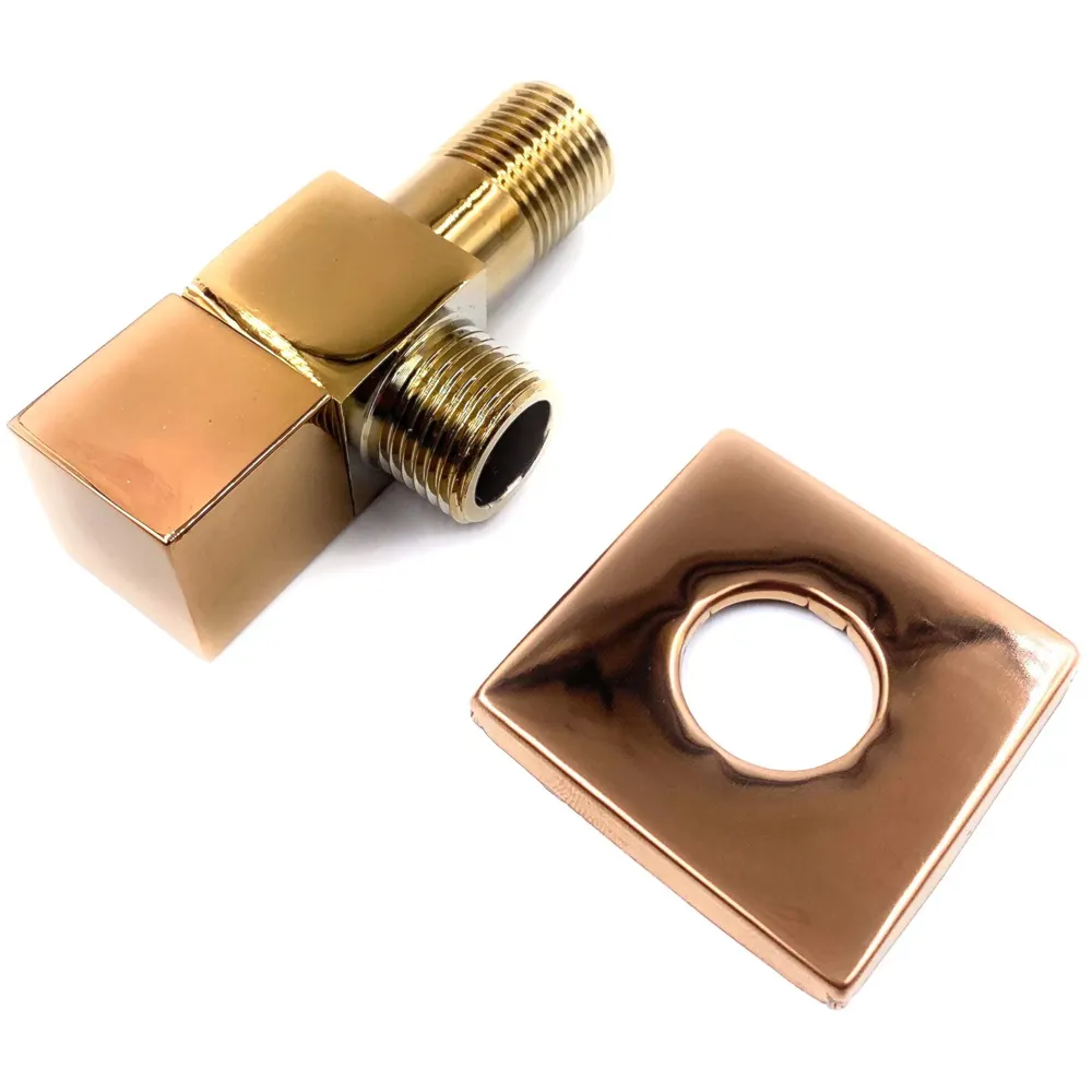 Rose Gold Angular Stop Valve Stop Cock Angle Valve For Bathroom Kitchen With Flange (Brass)