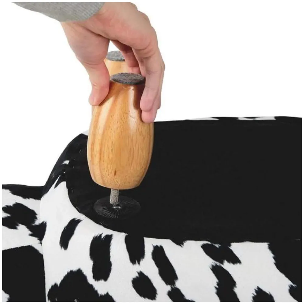 Upholstered Cow Ride-On Ottoman Footrest Stool with Vivid Adorable Animal Shape Padded Seat. (Kids and Adults, Cow)