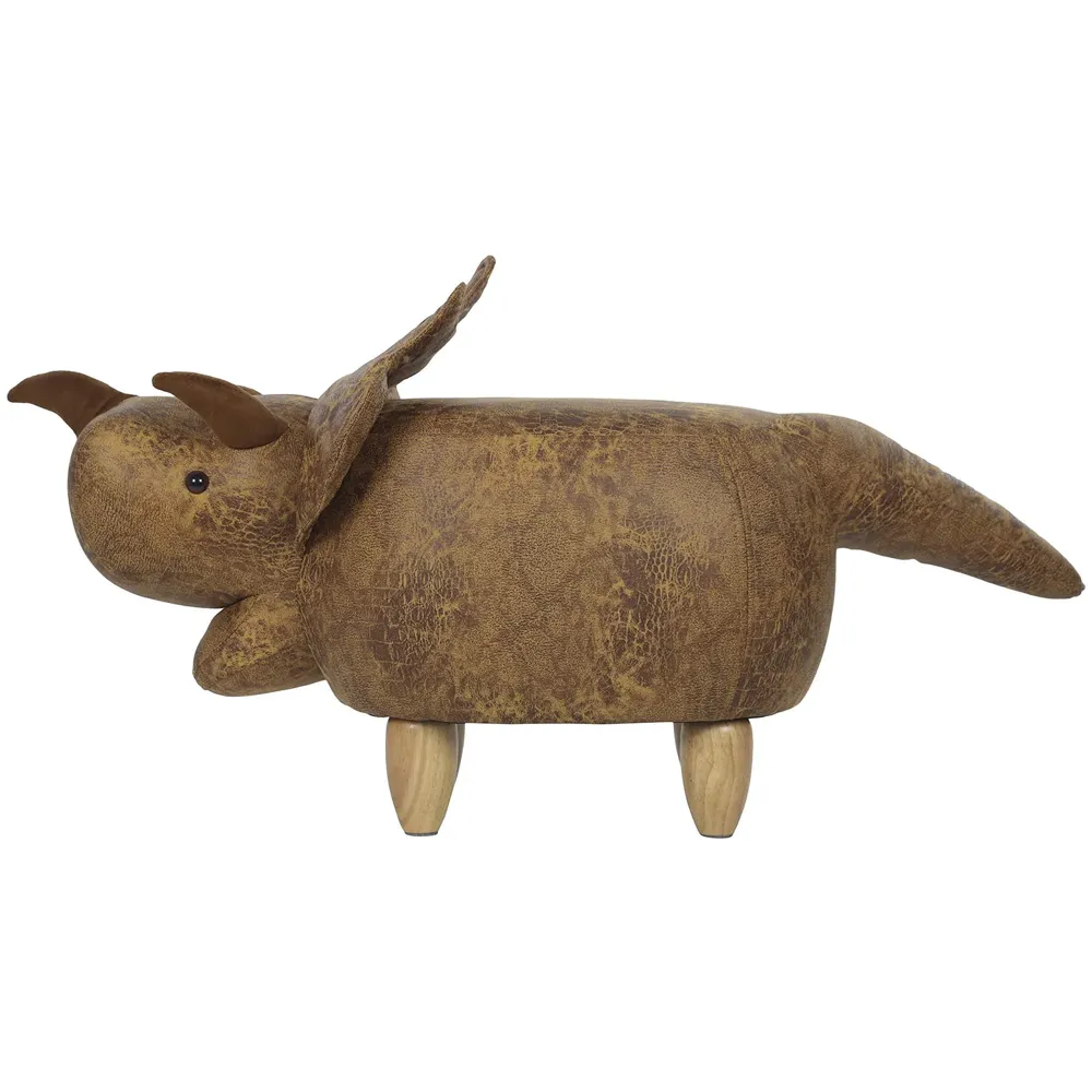 Upholstered Dinosaur Ride-On Ottoman Footrest Stool with Vivid Adorable Animal Shape Padded Seat. (Kids and Adults, Dino)