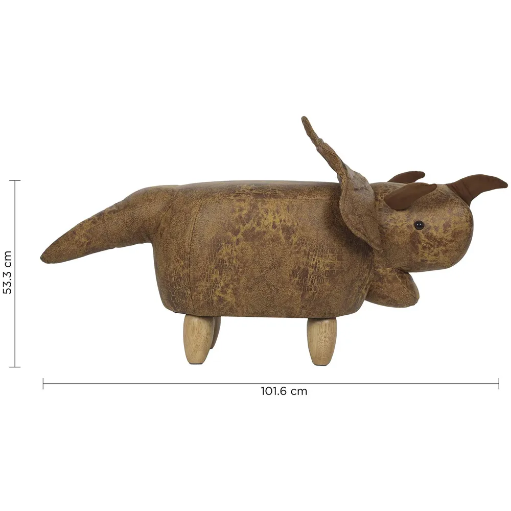 Upholstered Dinosaur Ride-On Ottoman Footrest Stool with Vivid Adorable Animal Shape Padded Seat. (Kids and Adults, Dino)