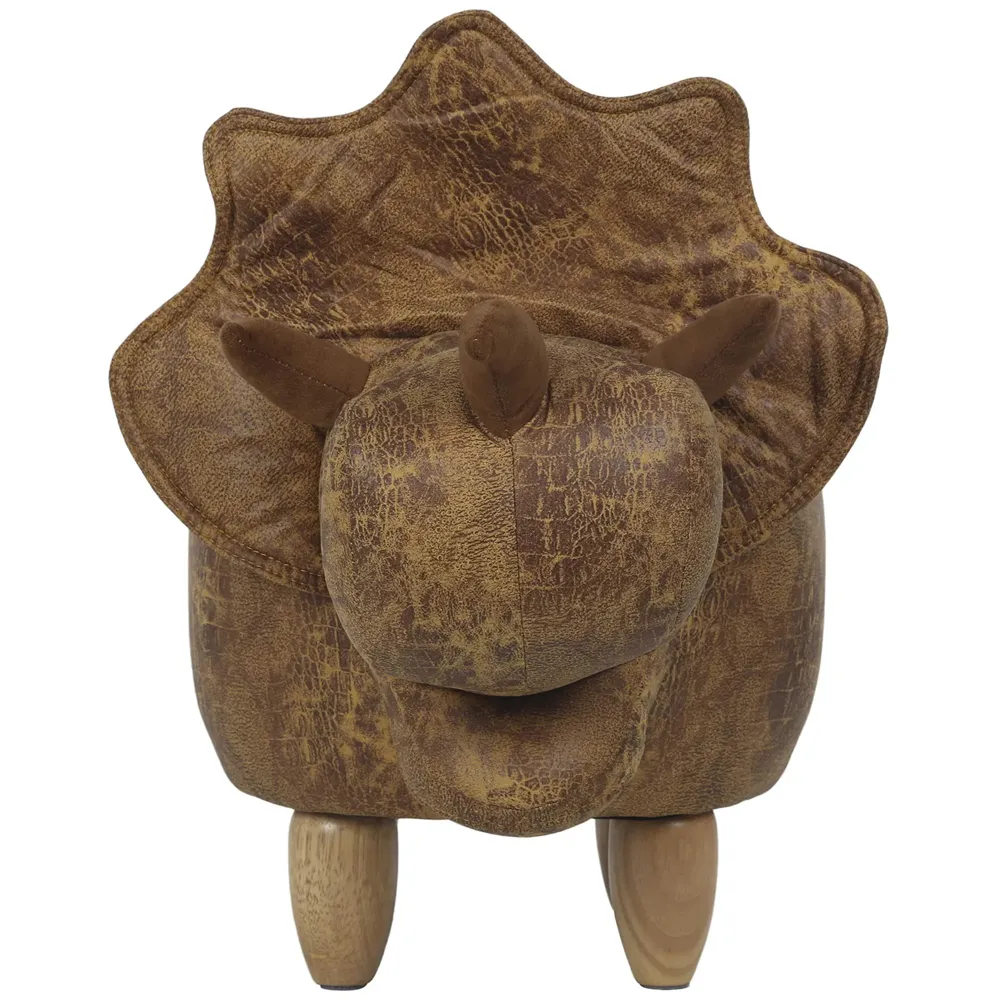 Upholstered Dinosaur Ride-On Ottoman Footrest Stool with Vivid Adorable Animal Shape Padded Seat. (Kids and Adults, Dino)
