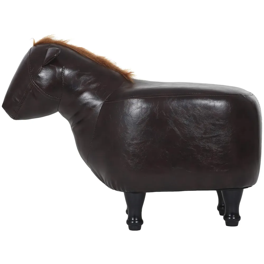 Upholstered Horse Ride-On Ottoman Footrest Stool with Vivid Adorable Animal Shape Padded Seat. (Kids and Adults, Horse) - 8