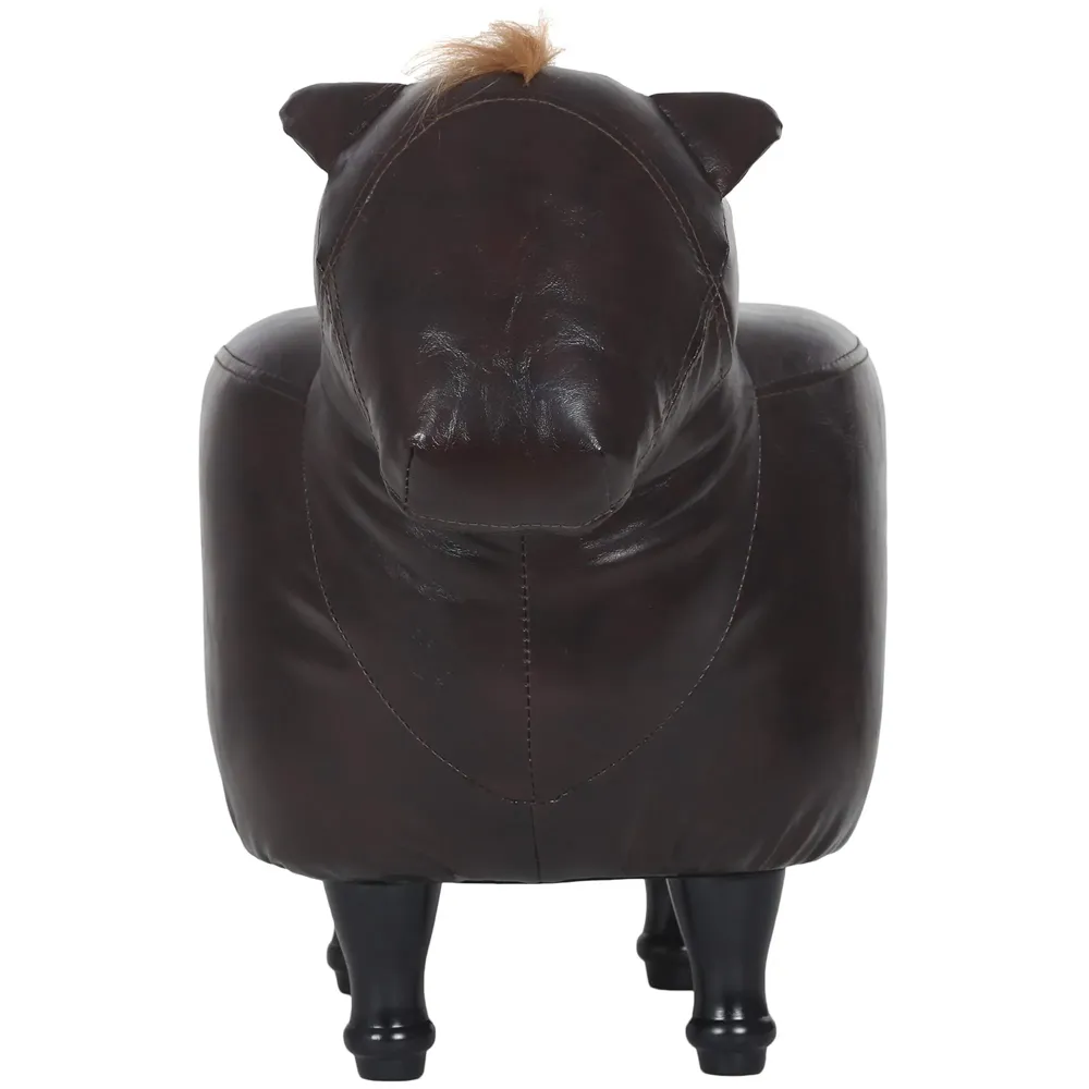 Upholstered Horse Ride-On Ottoman Footrest Stool with Vivid Adorable Animal Shape Padded Seat. (Kids and Adults, Horse)