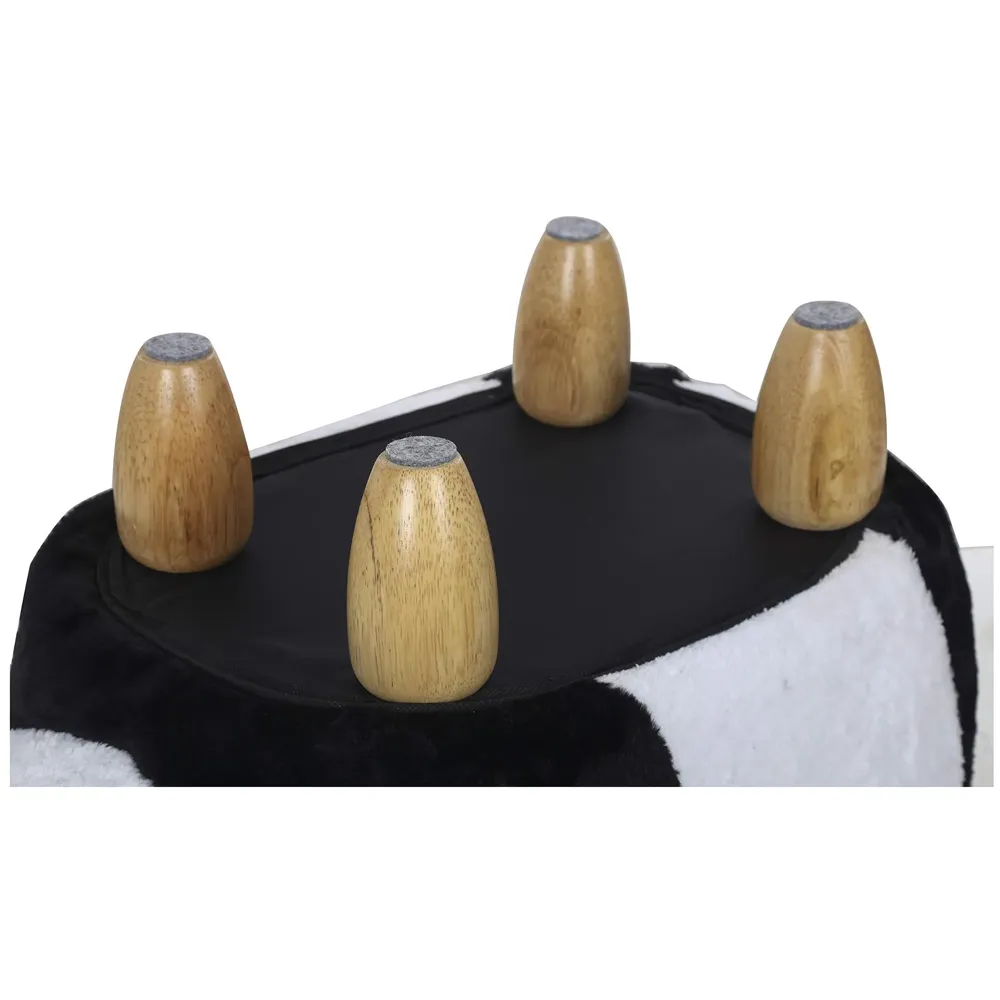 Upholstered Panda Ride-On Ottoman Footrest Stool with Vivid Adorable Animal Shape Padded Seat. (Kids and Adults, Panda) - 5