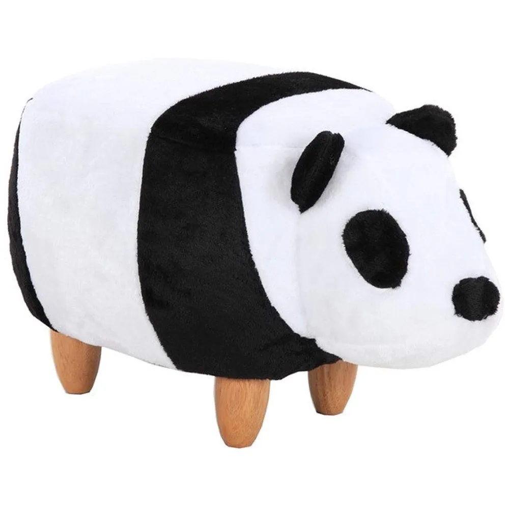 Upholstered Panda Ride-On Ottoman Footrest Stool with Vivid Adorable Animal Shape Padded Seat. (Kids and Adults, Panda) Premium
